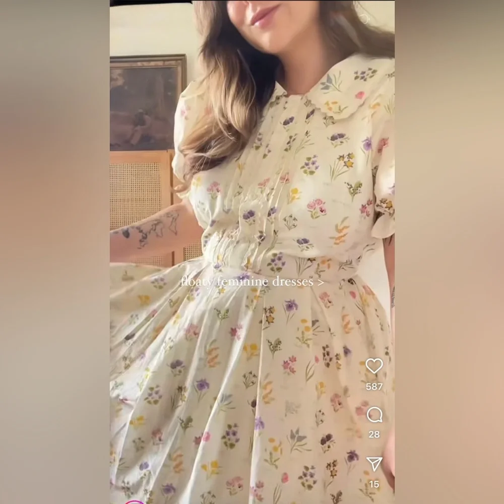 Ivy City Co Cream Floral Midi Dress - Picture 12 of 12